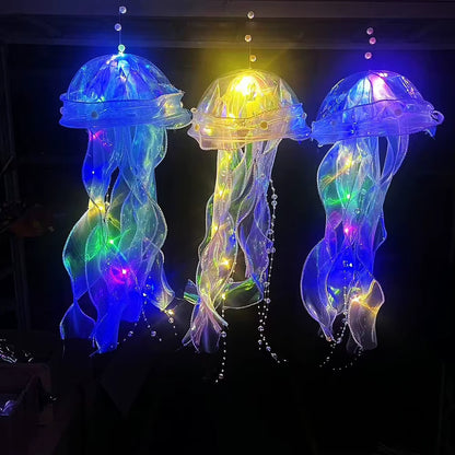 Jellyfish Lamp Portable Flower Lamp Jellyfish Wind Chimes Bedroom Night Light Hanging Lantern Home Decoration Girl Birthday Gift